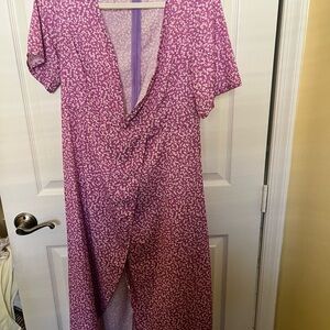 MISSLOOK Purple Floral Wrap Dress